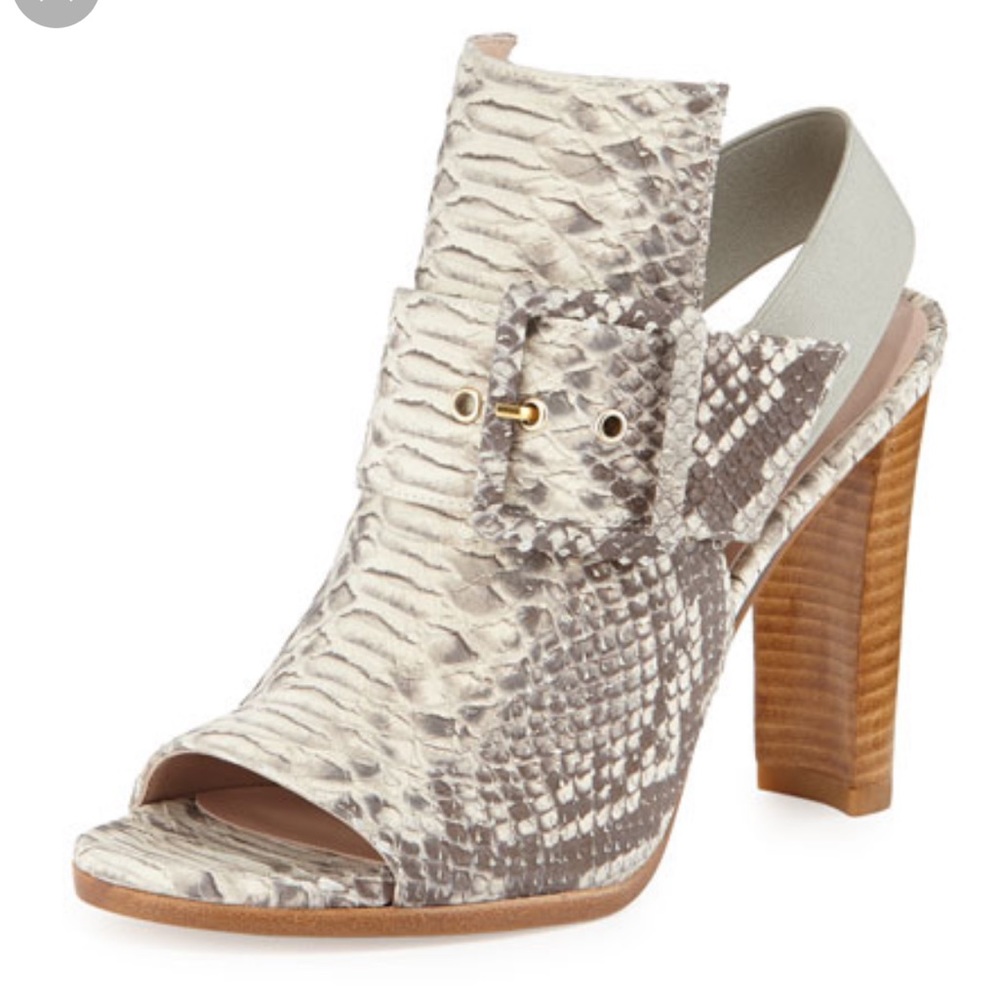 Stuart Weitzman Sunbelt Buckled Snake-Print Sandal